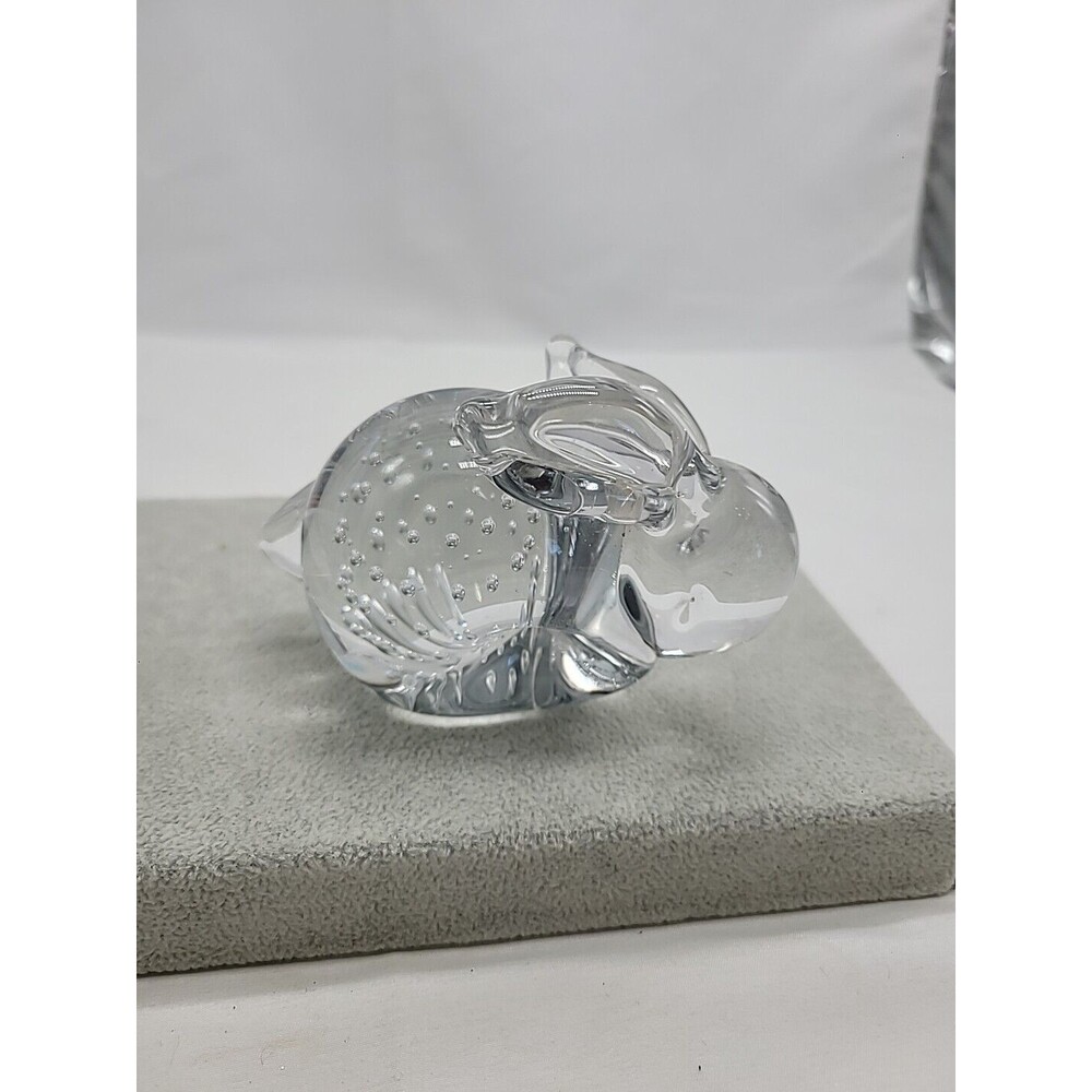Rabbit Art Glass Bullicante Controlled Bubbles Clear Handblown Bunny Paperweight